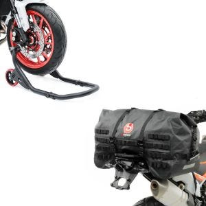 Set: Vorderrad Montageständer Falcone-2 von ständer mit L-Aufnahme + Hecktasche SX70 70Ltr wasserdicht in schwarz_1