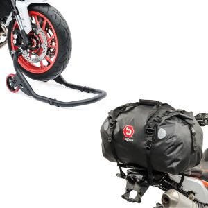 Set: Vorderrad Montageständer Falcone-2 von ständer mit L-Aufnahme + Hecktasche Drybag XF60 Wasserdicht Volumen 60l_1