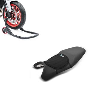 Set: Vorderrad Montageständer Falcone-2 von ständer mit L-Aufnahme + Gel Sitzkissen Tourtecs Neopren M Gelkissen Sitzauflage in schwarz_1