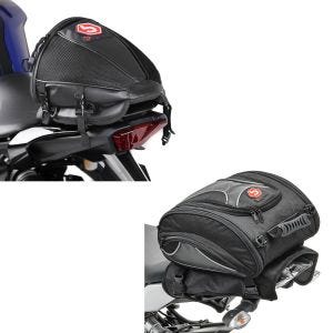 Set: Moto Sacoche de selle X20 Vario Porte-bagages arrière 14-20Ltr en noir + Moto Sacoche de selle arrière Race pour passager en noir