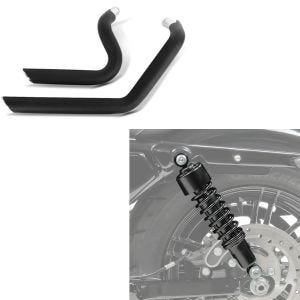 Set: Auspuff Short Shot für Harley Sportster 04-13 + Stoßdämpfer 11,9 Zoll 302mm Federbeine in schwarz_1