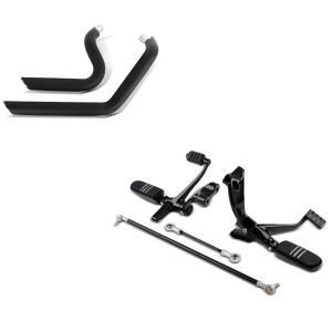 Set: Auspuff Short Shot für Harley Sportster 04-13 + Vorverlegte Fußrastenanlage für Harley Sportster 04-13_1