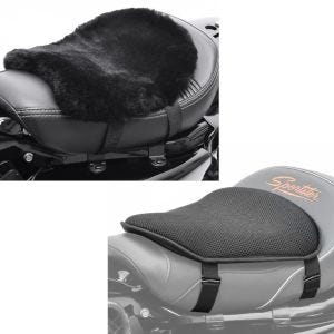 Set: Gel coussin de selle Tourtecs M Universal Coussin confort noir + Moto Coussin de selle peau d'agneau Tourtecs, 32 x 27 cm