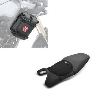 Set: Gel Sitzkissen Neopren M Gelkissen Sitzauflage in schwarz + Sturzbügeltasche K3 passend für Schutzbügel wasserdicht 6L schwarz
