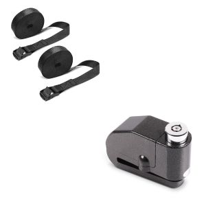 Set: Bremsscheibenschloss Alarm 120dB schwarz + Spanngurt Set Zurrgurte 150cm 2 Stück in schwarz_1