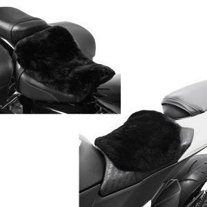 Set: Moto Coussin de selle peau d'agneau Tourtecs 46x30 cm en noir + Moto Coussin de selle peau d'agneau Tourtecs, 22 x 29 cm