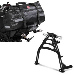 Set: Béquille centrale compatible avec Honda Transalp XL 650 V 00-06 + Sacoche de selle Moto arrière XB50 Dry Bag Etanche Volume 50l