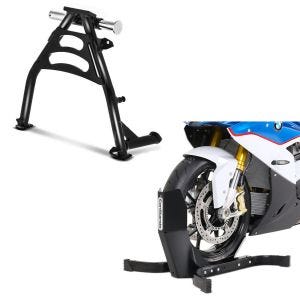 Set: Hauptständer Honda Transalp XL 650 V 00-06 Mittelständer + Wippe Easy Plus Vorderradwippe ständer bis 21" schwarz_1