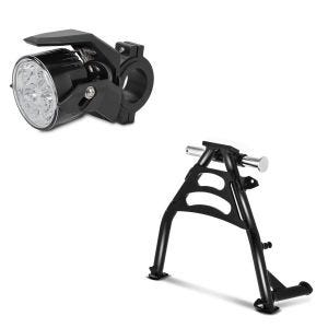 Set: Hauptständer Honda Transalp XL 650 V 00-06 Mittelständer + Zusatzscheinwerfer Halogen S2 Lumitecs einzeln mit E-Zulassung_1