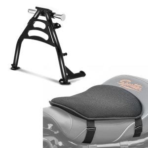 Set: Béquille centrale compatible avec Honda Transalp XL 650 V 00-06 + Gel coussin de selle Tourtecs M Universal Coussin confort noir