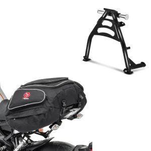 Hauptständer mit ABE passend für Honda Transalp XL 650 V 00-06 Mittelständer + Hecktasche X50 Gepäcktasche hinten 50Ltr in schwarz
