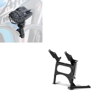 Hauptständer mit ABE passend für Honda Varadero XL 1000 V 01-11 Mittelständer in schwarz + LED Zusatzscheinwerfer mit Sturzbügel Halter und Schutzgitter S22X