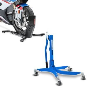 Set: Zentralständer ohne Adapterplatte in blau heber Power-Classic + ständer Easy-Evo in schwarz Wippe_1