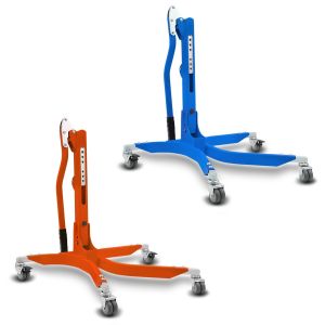 Set: Zentralständer ohne Adapterplatte in blau Motorradheber Power-Classic + Zentralständer Power ohne Adapterplatte orange