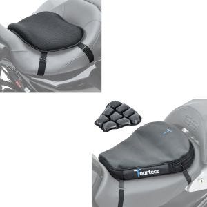 Set: Moto Coussin d'air Tourtecs Air Deluxe M Coussin de Selle confort + Moto Gel coussin de selle Tourtecs L coussin confort universel en noir