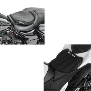 Set: Moto Coussin d'air Tourtecs Air Deluxe ML Coussin de Selle confort + Moto Gel Coussin de selle Tourtecs Néoprène L coussin confort en noir