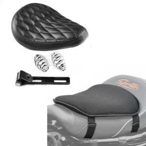 Set: Bobber Schwingsattel DC mit Federn für Chopper + Gel Sitzkissen M Tourtecs Universal Komfortkissen schwarz_1