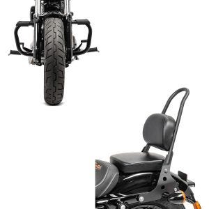 Set: Sissybar Harley Sportster 04-20 Fast Rider-M schwarz + Sturzbügel Harley Davidson Sportster 04-20 Mustache in schwarz_1