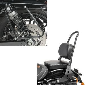 Set: Sissybar passend für Harley Davidson Sportster 04-20 Craftride Fast Rider-M schwarz + Satteltaschenhalter passend für Harley Davidson Sportster 04-20 schwarz Craftride