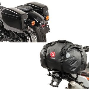 Set: Chopper Seitenkoffer (Paar) Nevada je 20 Liter schwarz + Hecktasche Drybag XF60 Wasserdicht Volumen 60l_1