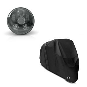 Set: LED Scheinwerfer 5,75" Hauptscheinwerfer + Abdeckplane XL Faltgarage schwarz_1