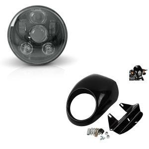 Set: LED Scheinwerfer 5,75" Hauptscheinwerfer + Scheinwerfer Maske für Harley Dyna -2005/ Sportster 95-20_1