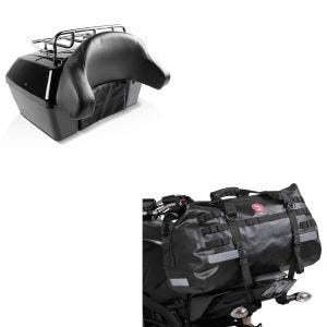 Set: Topcase Missouri 43Ltr passend für Chopper abschließbar schwarz + Hecktasche Drybag XB50 Wasserdicht Volumen 50l