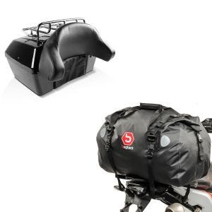 Set: Topcase Missouri 43Ltr für Chopper abschließbar schwarz + Hecktasche Drybag XF60 Wasserdicht Volumen 60l_1