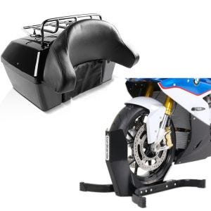 Set: Topcase Missouri 43Ltr für Chopper abschließbar schwarz + Wippe Easy Plus Vorderradwippe ständer bis 21" schwarz_1