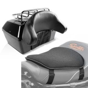 Set: Topcase Missouri 43Ltr für Chopper abschließbar schwarz + Gel Sitzkissen M Tourtecs Universal Komfortkissen schwarz_1