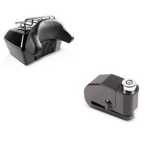 Set: Topcase Missouri 43Ltr für Chopper abschließbar schwarz + Bremsscheibenschloss Alarm 120dB schwarz_1