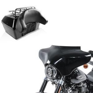 Set: Topcase Missouri 43Ltr für Chopper abschließbar schwarz + Batwing Verkleidung für Harley Davidson_1