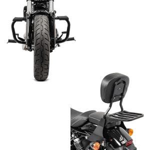 Set: Sissybar Harley Sportster 04-20 DS mit Rack + Sturzbügel Harley Davidson Sportster 04-20 Mustache in schwarz_1