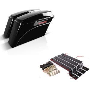 Set: Seitenkoffer Set Harley Touring 94-13 Black Latch + Haltesatz Chopper Seitenkoffer / Harte Satteltaschen_1