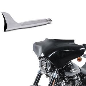 Set: Batwing Verkleidung für Harley Davidson + Auspuff Fishtail Endschalldämpfer rechts universal chrom_1