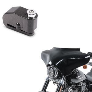 Set: Carenage Batwing compatible avec Harley Davidson Road King / Softail / Fat Boy Craftride noir + Antivol bloque disque Alarme 120dB BS-Motoparts Moto antivol noir