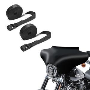 Set: Batwing Verkleidung passend für Harley Davidson Road King, Softail, Fat Boy matt Craftride + Motorrad Spanngurt SetZurrgurte 150cm 2 Stück in schwarz ConStands