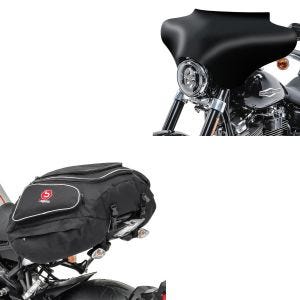 Set: Batwing Verkleidung für Harley Davidson matt + Hecktasche X50 Gepäcktasche hinten 50Ltr in schwarz_1