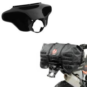 Set: Batwing Verkleidung für Harley Davidson Touring 96-13 in schwarz + Hecktasche SX70 70Ltr wasserdicht in schwarz_1