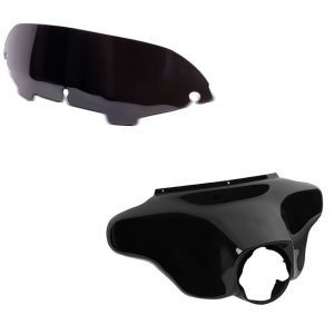 Set: Carenage Batwing compatible avec Harley Davidson Touring 96-13 Craftride en noir + Pare-brise 4,5" compatible avec Harley Davidson Electra-Street Glide 96-13 noir Craftride
