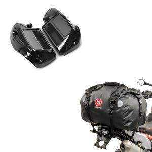 Set: Beinschild für Harley Touring Modelle 2014-2020 schwarz + Hecktasche Drybag XF60 Wasserdicht Volumen 60l_1