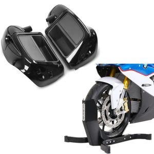 Set: Carénage des jambes compatible avec Harley Davidson Touring Modeelle 2014-23-24 Craftride avec prise d'air noir + Moto Bloque Roue ConStands Easy Plus Bequille Avant pour roues max. 21" noir