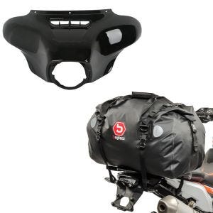Set: Batwing Verkleidung passend für Harley Davidson Touring 14-24 Craftride + Motorrad Hecktasche Drybag Bagtecs XF60 Wasserdicht Volumen 60l