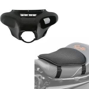 Set: Batwing Verkleidung für Harley Davidson Touring 2014-2020 + Gel Sitzkissen M Tourtecs Universal Komfortkissen schwarz_1