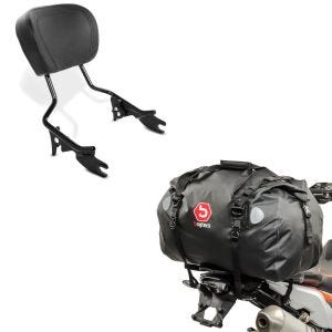 Set: Sissybar für Harley Davidson Touring Modelle 09-20 in schwarz + Hecktasche Drybag XF60 Wasserdicht Volumen 60l_1