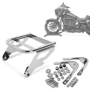 Set: Gepäckträger TP Doppelsitz + Montagekit für abnehmbares Zubehör passend für Harley Davidson Touring Modelle 97-08 Craftride chrom