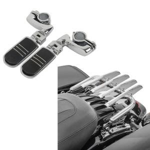 Set: Gepäckträger passend für Harley Davidson Electra Glide, Street Glide, Road King 09-24 Craftride + Sturzbügel Fussrasten für 32mm Craftride CF9S