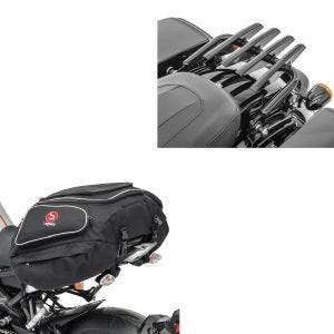 Set: Porte-bagages compatible avec Harley Davidson Touring 09-23 Craftride détachable en noir + Moto Sacoche de selle Bagtecs X50 Porte-bagages arrière 50Ltr en noir