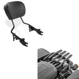 Set: Porte-bagages compatible avec Harley Davidson Touring 09-24 Craftride détachable en noir + Sissybar compatible avec Harley Davidson Touring modéles 09-24 Craftride en noir