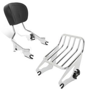 Set: Porte-bagages W1 compatible avec Harley Davidson Touring 09-24 chrome Craftride + Sissy Bar compatible avec Harley Davidson Modèles 2009-23-24 chrom Craftride